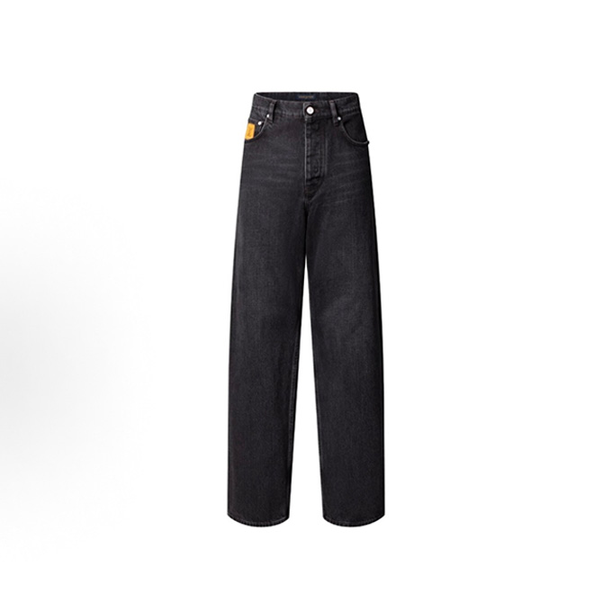 lv louis vuitton embroidered wide leg denim jeans
